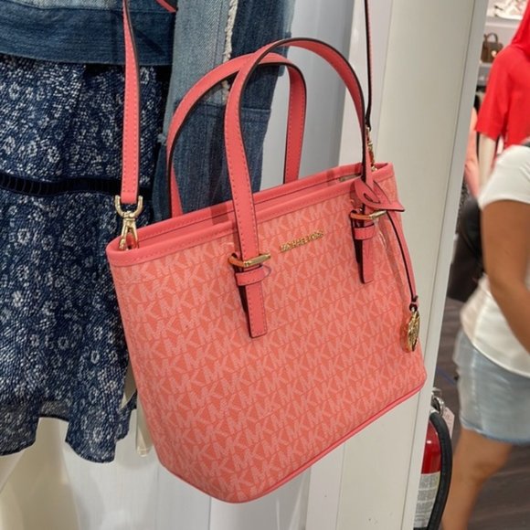 Michael Kors Jet Set Travel XS Carryall Tote Top Zip Tote Grapefruit